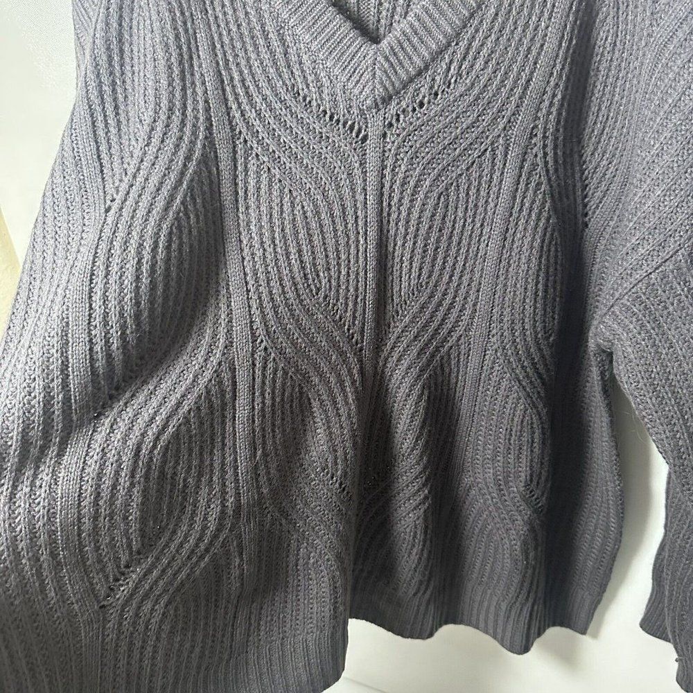 Terra & Sky Womens Sweater Purple Gray V Neck Swirl Knit Classy Fall Color 2X - Picture 5 of 7